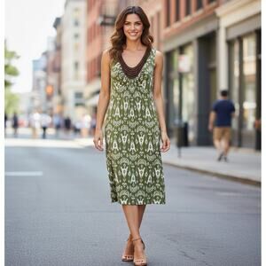 Boho Maxi Sundress Stretch PLus Size 1X Wooden Beaded Dress Summer